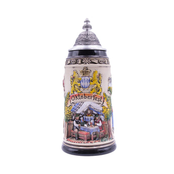 Zöller & Born Bierkrug 1,0 Liter, OKTOBERFEST, Spezialdeckel aus Zinn (ZSD) - Nr. 1836-906