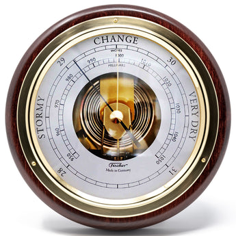 Fischer Barometer, Messing/Mahagoni, 170 mm - 1434B-22 (US-Version / Inch)