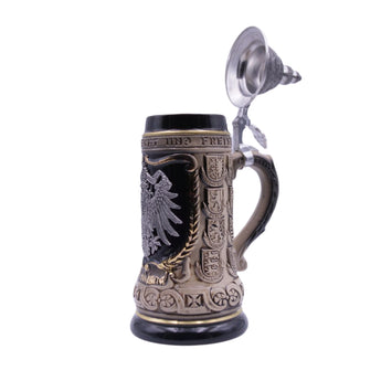 Zöller & Born Bierkrug 1/2 Liter, Zinnreliefwappen, ADLER, spezieller Zinndeckel (ZSD) - Nr. 1425-606